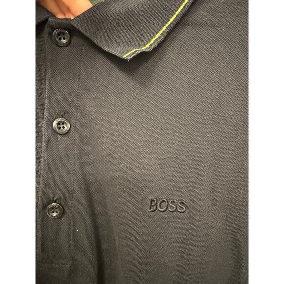BOSS Hugo Boss Black Cotton Pique Slim Fit Polo Shirt Lime Green Accent XXL - Picture 5 of 7